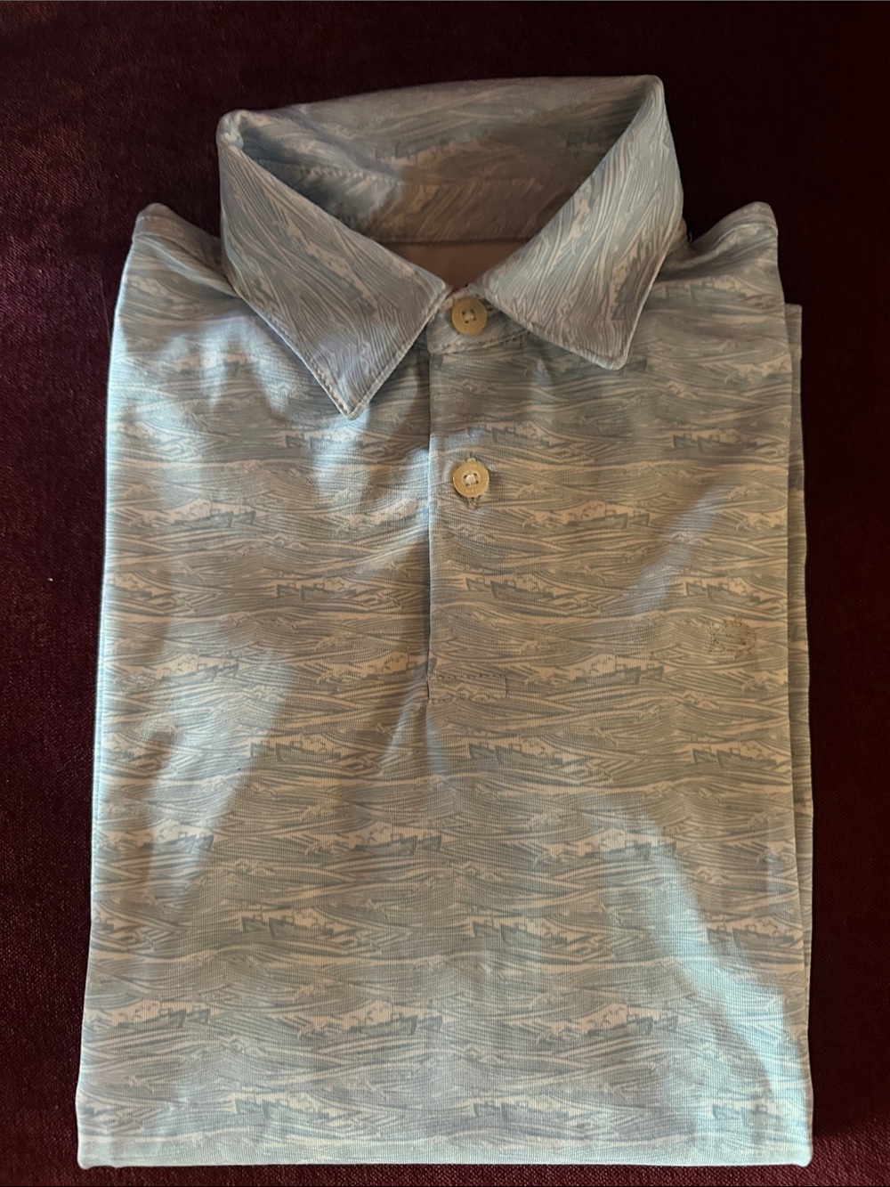 Boys Light Blue Patterned Polo Shirt golf